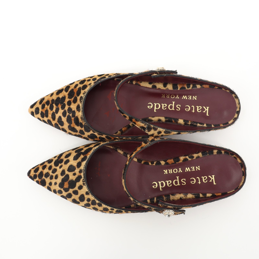 Kate Spade Leopard Print Pointed Toe Slingback Flats - Brown - Picture 6 of 12